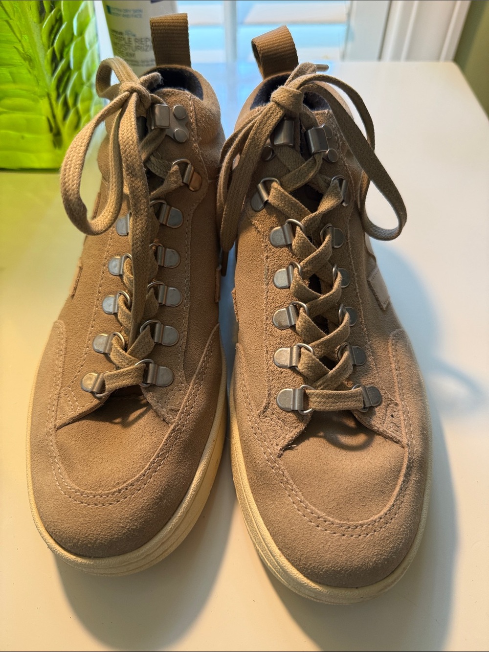 Women’s Veja Suede Hiking-Style Sneakers in Tan